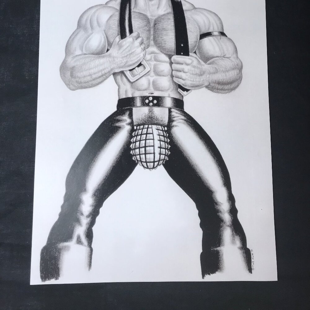 Original The HUN Poster - Bill Schmeling "Leather Bulge" 1991 Gay Leather Art 11 - Picture 2 of 2